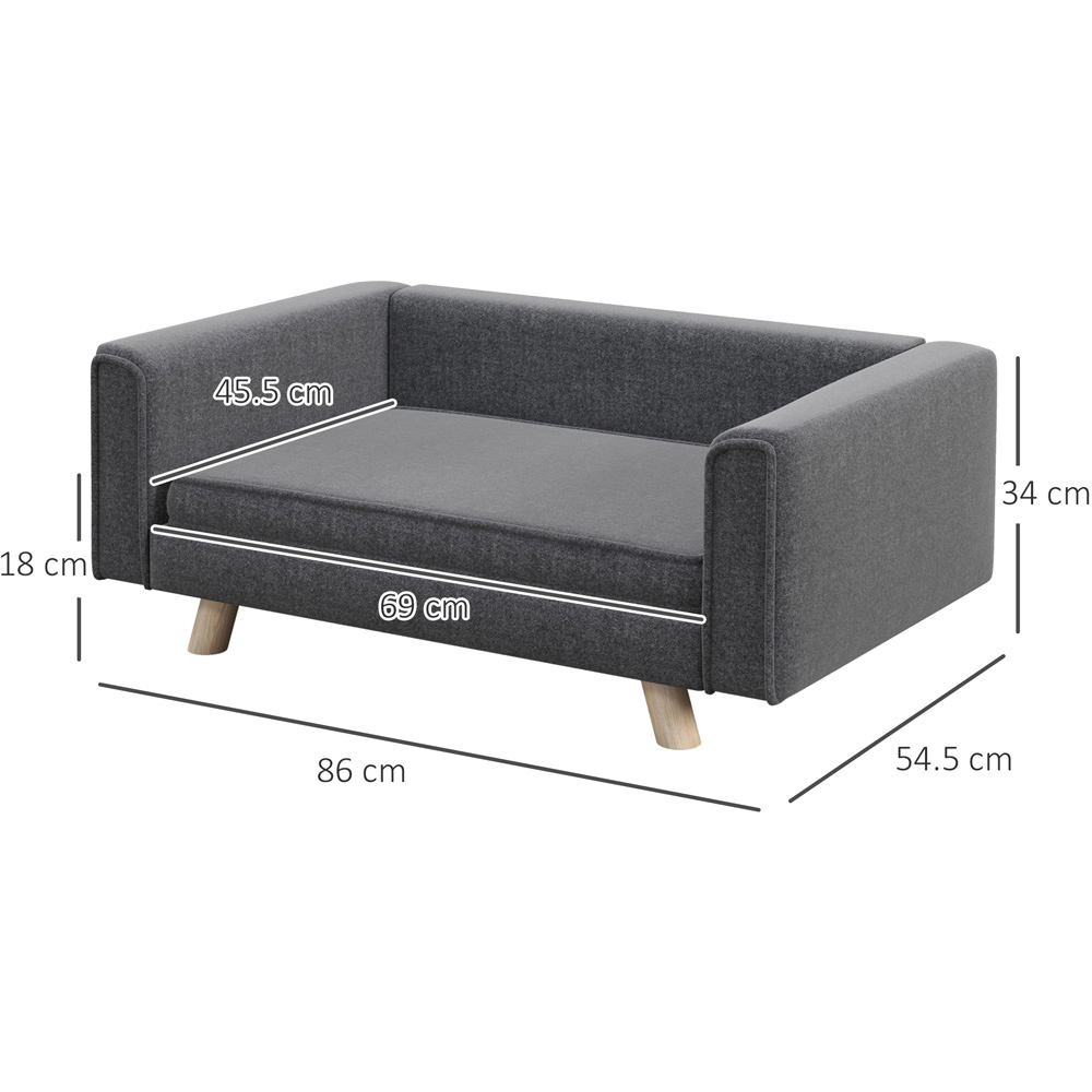 PawHut Grey Small and Medium Dogs Elevated Pet Sofa with Cushion Image 9