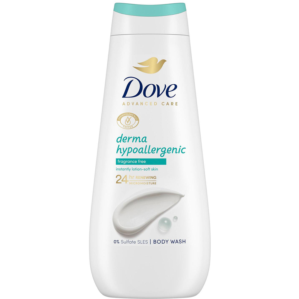 Dove Advanced Care Hypoallergenic Body Wash 400ml 4 Pack Image 2