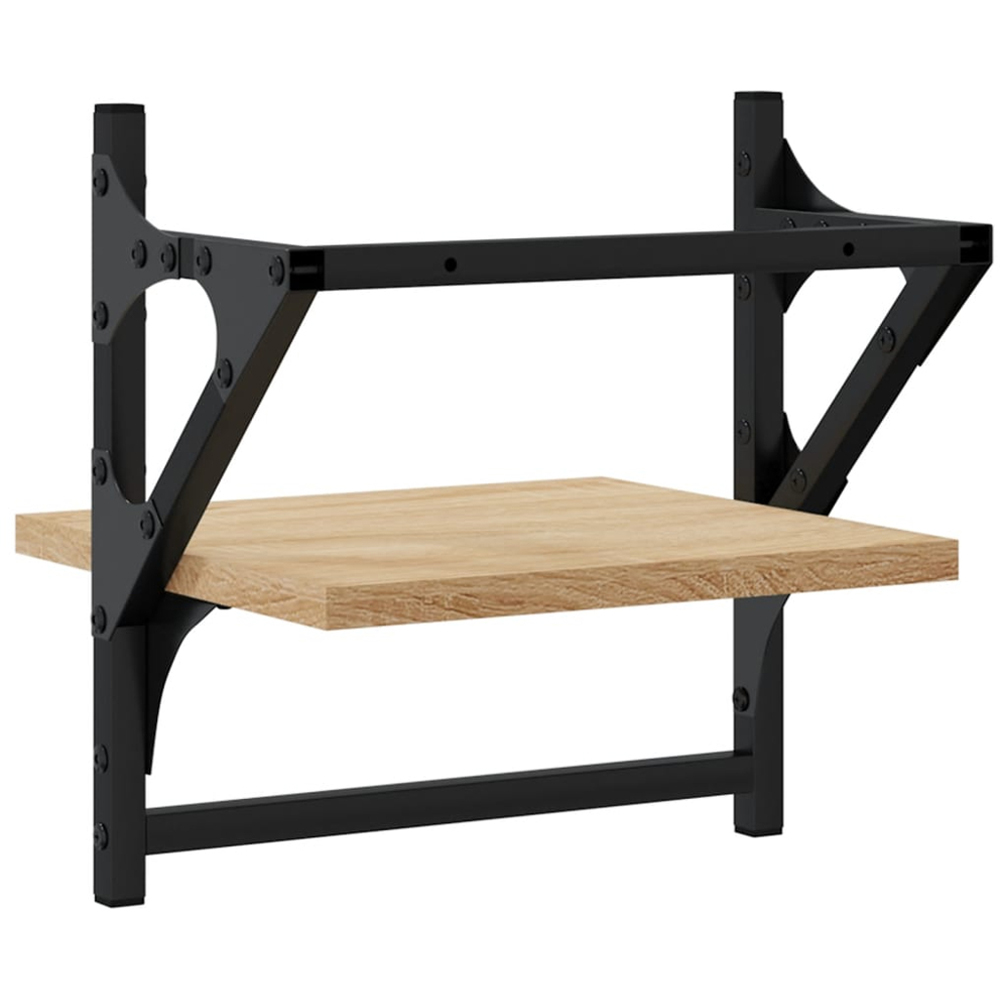 vidaXL 30cm Set of 2 Sonoma Oak Floating Wall Shelf with Bar Image 6