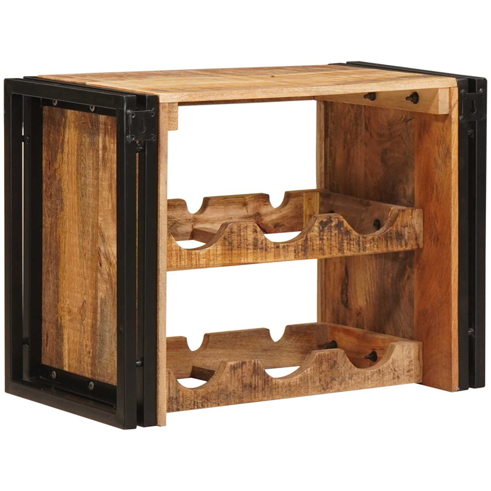 vidaXL 6 Bottle Brown Solid Rough Mango Wood Wall Mounted Wine Rack Image 4