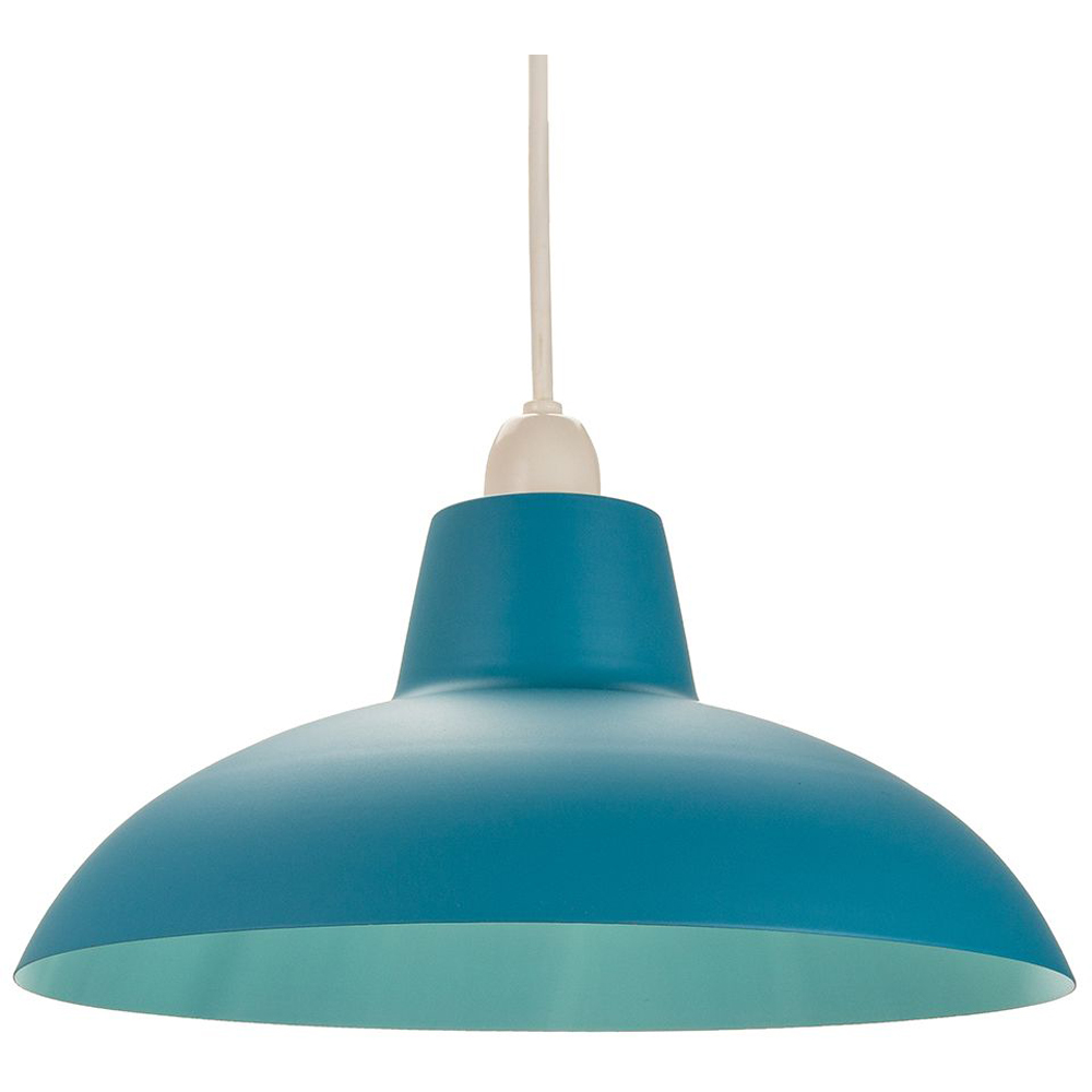 Happy Homewares Matt Teal Curved Metal Industrial Retro Designed Pendant Shade Image 2