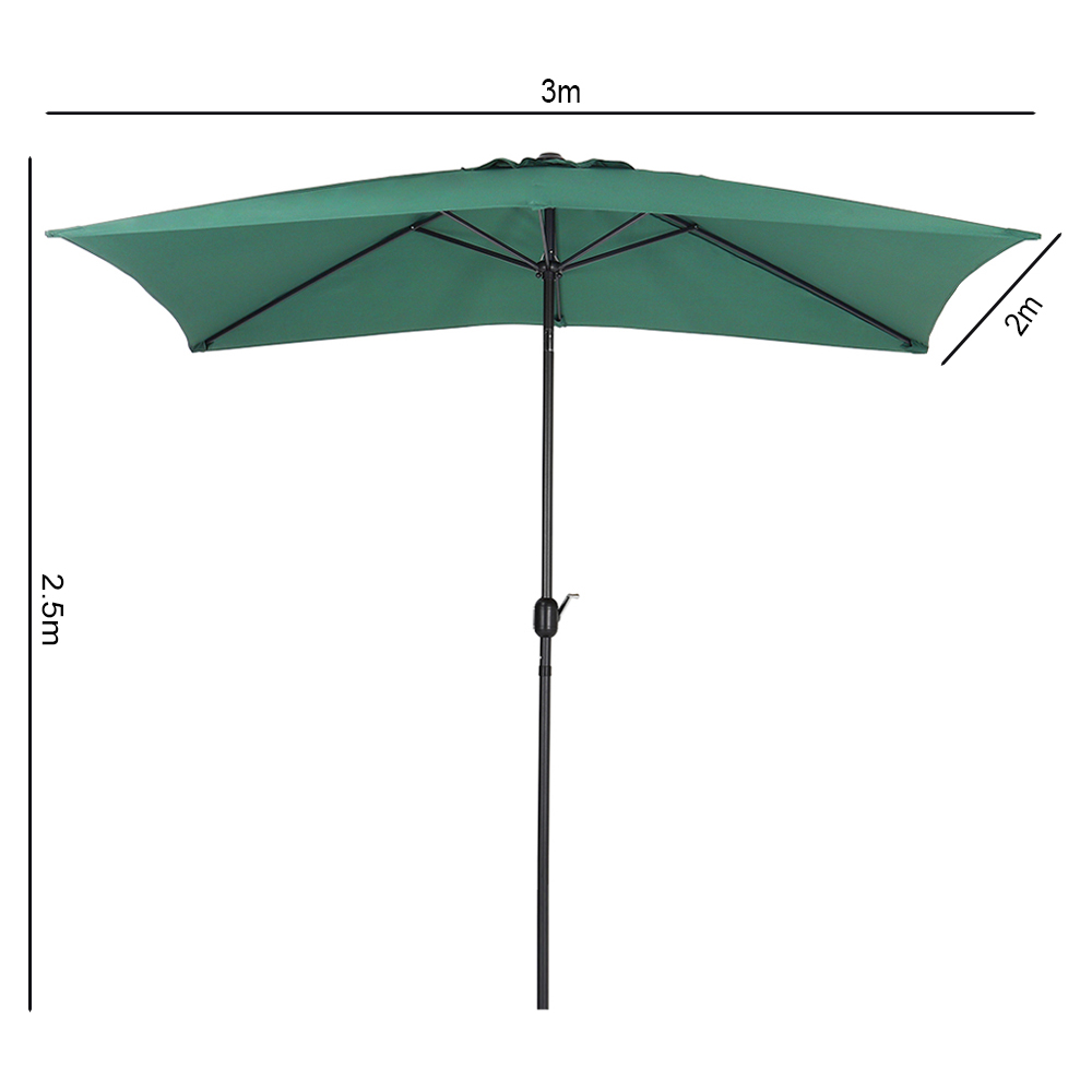 Living and Home Green Square Crank Tilt Parasol with Round Base 3m Image 8
