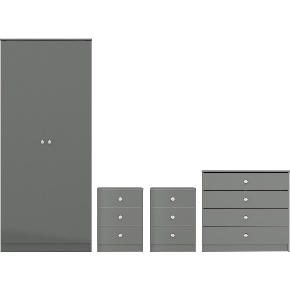 Seconique Denver 2 Door Wardrobe Grey Gloss Bedroom Furniture Set Image 2