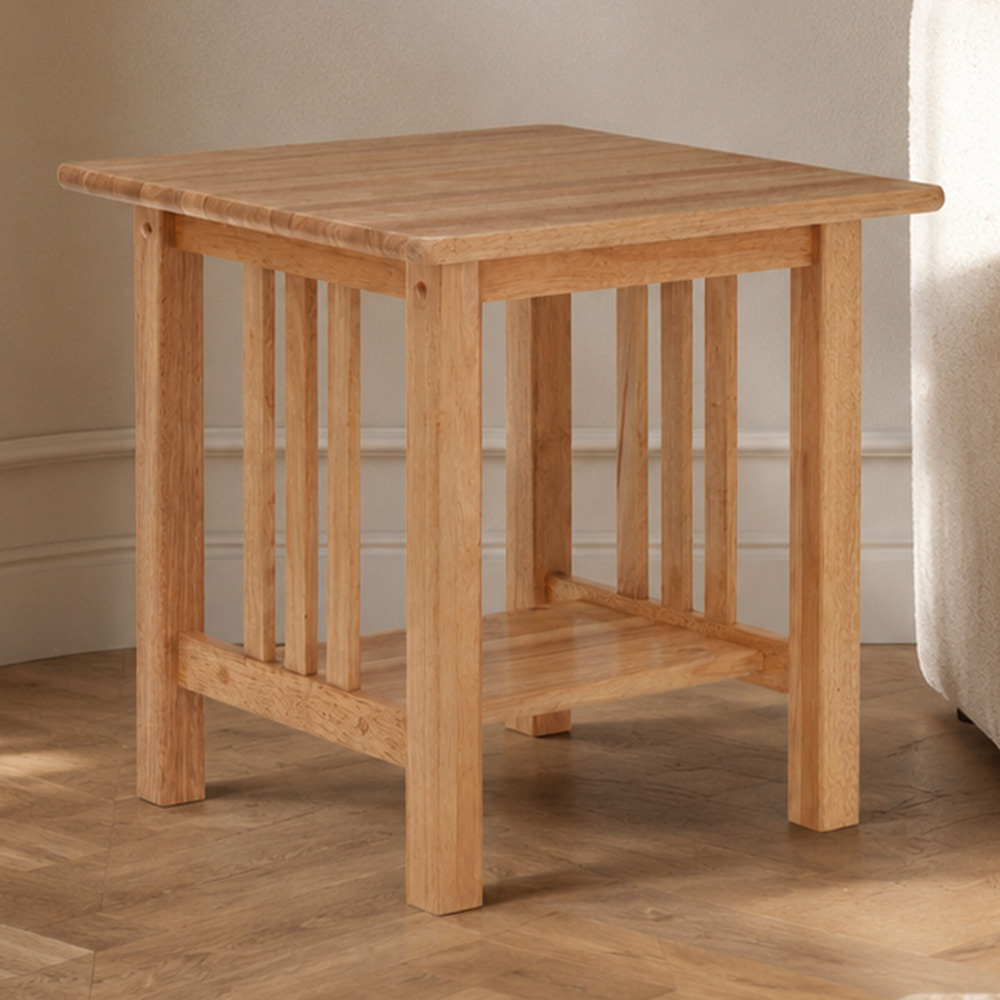 Premier Housewares Single Shelf Solid Wood Square Side Table Image 1