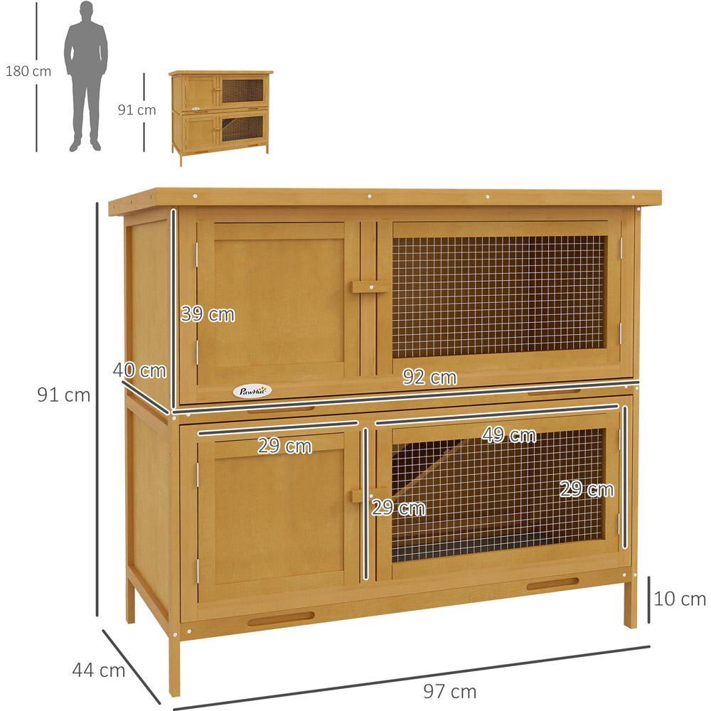 PawHut Yellow Two Storey Outdoor Pet Hutch Image 6