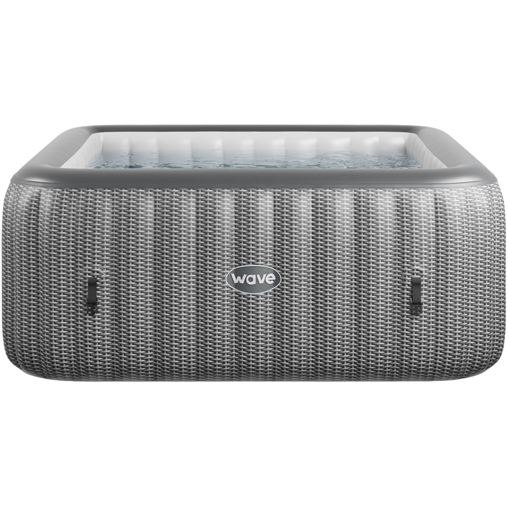 Wave Spas Pacific 4 Person Grey Rattan Square Inflatable Hot Tub with EnergySave Bundle Image 1