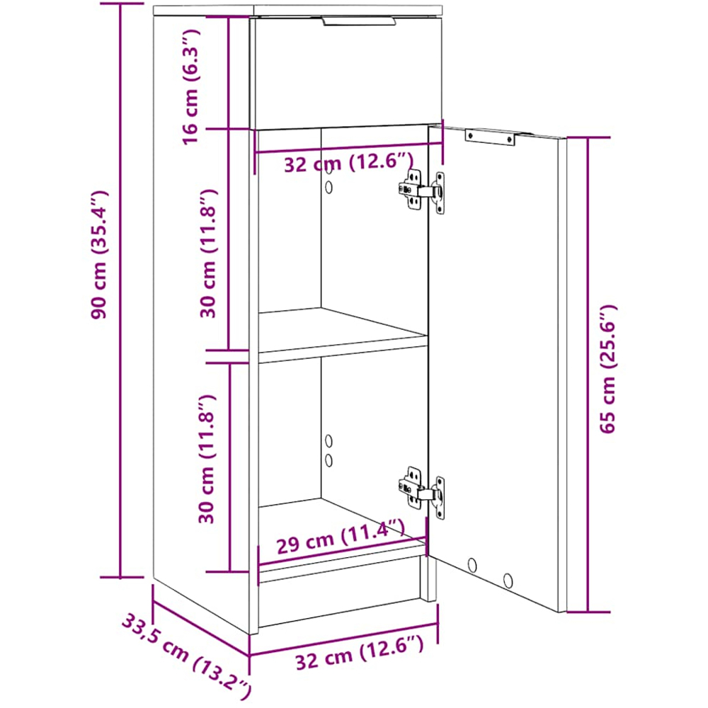 vidaXL Single Door Single Drawer Bathroom Cabinet Image 9