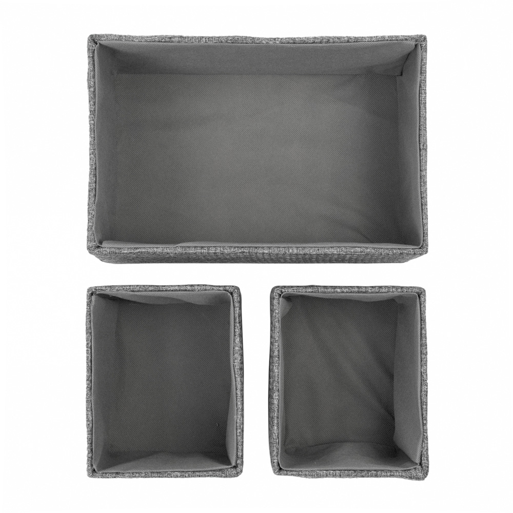 JVL Chroma Grey Rectangular Storage Basket 3 Pack Image 3