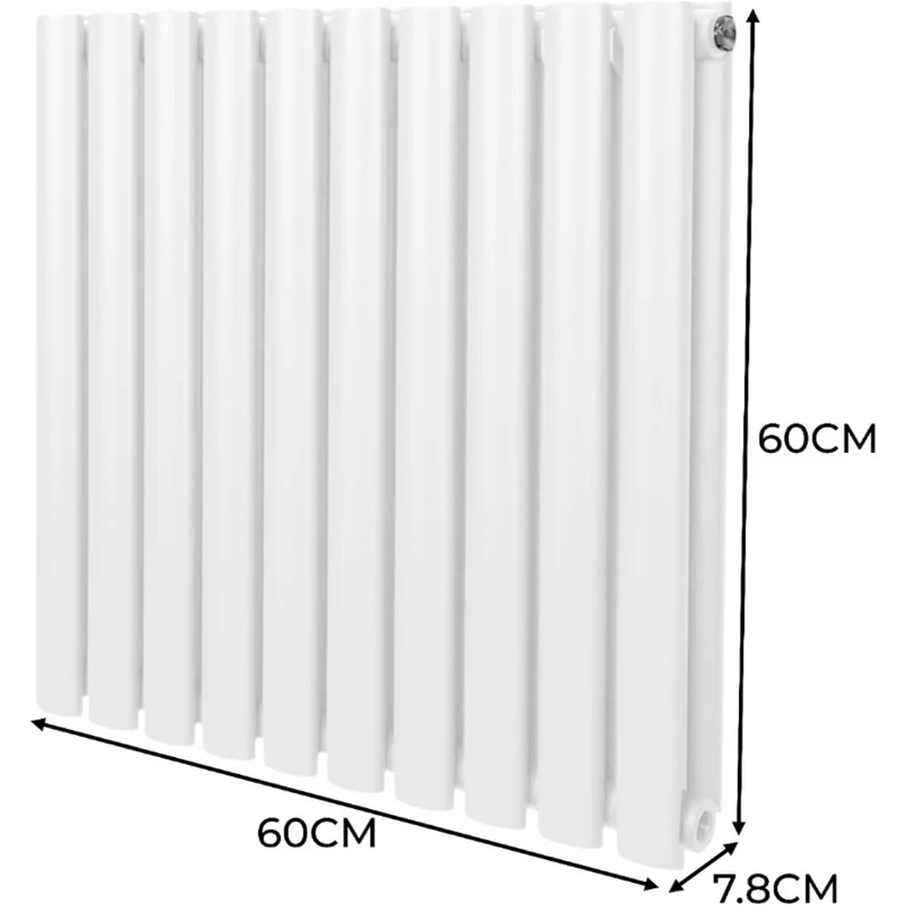Monster Shop 2648BTU White Oval Column Radiator and Valves 600 x 600mm Image 6