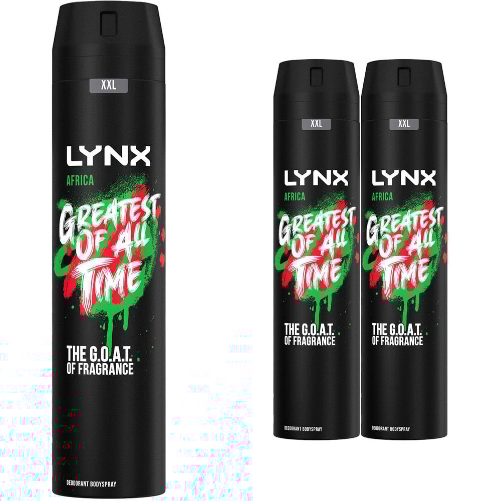 Lynx Africa The G.O.A.T. of Fragrance 48H Protection Deodorant Body Spray 250ml 3 Pack Image 1