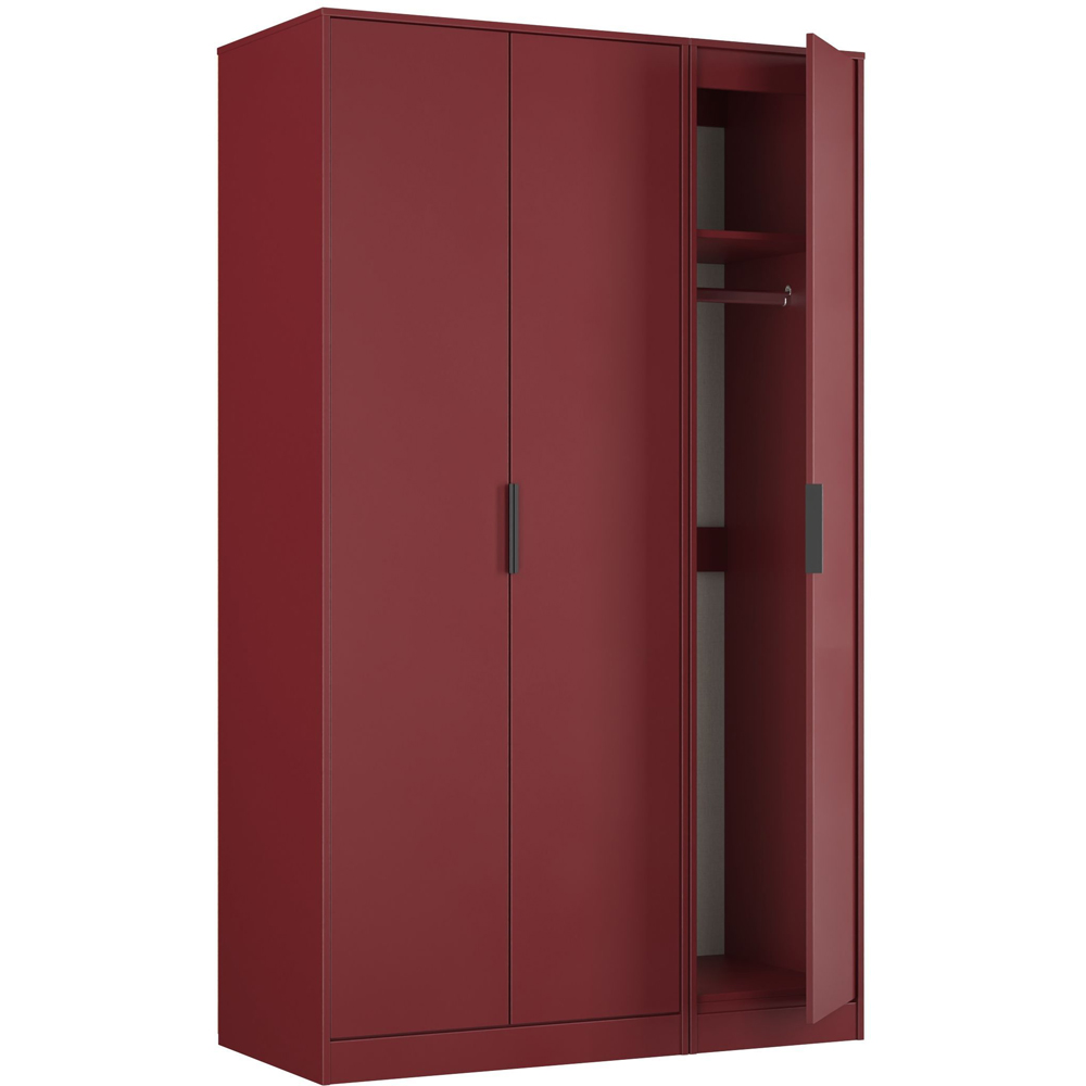 Crowndale Hong Kong 3 Door Red Matt Tall Wardrobe Ready Assembled Image 7