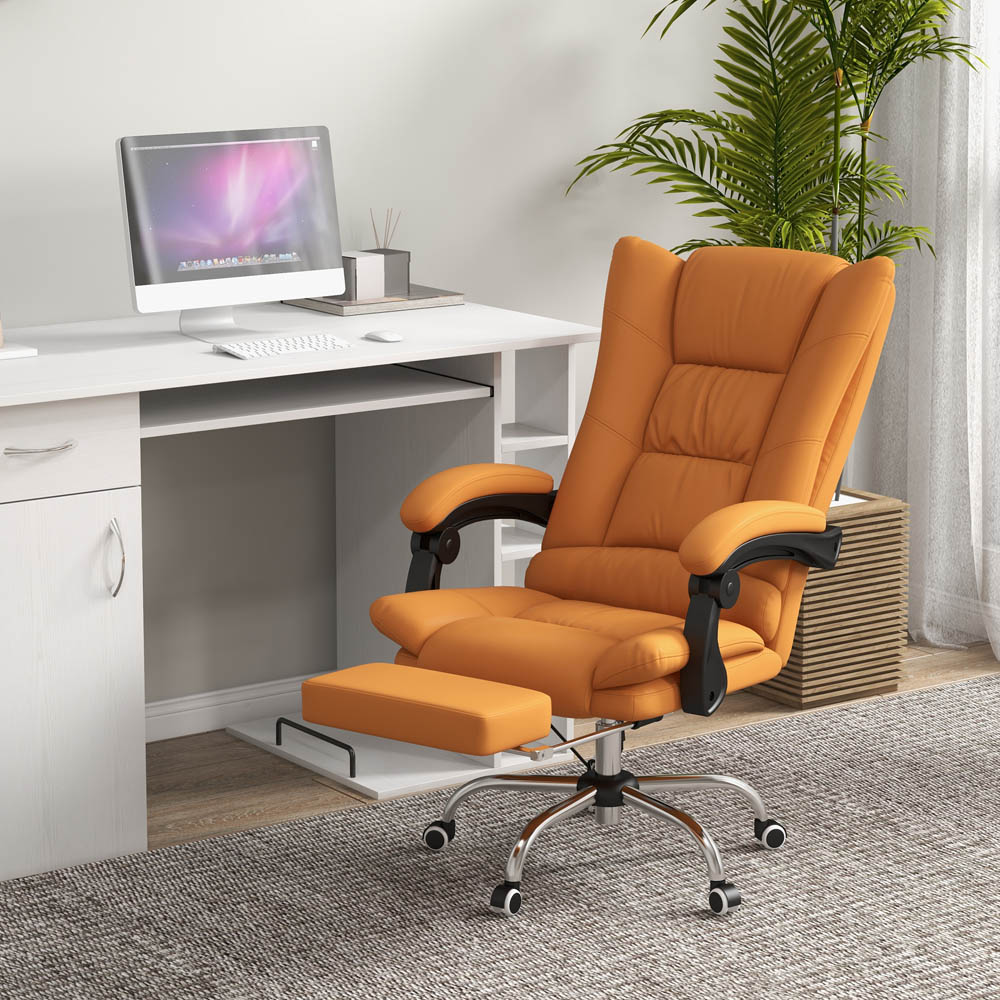 Portland Light Brown PU Leather Swivel Vibration Massage Office Chair Image 6