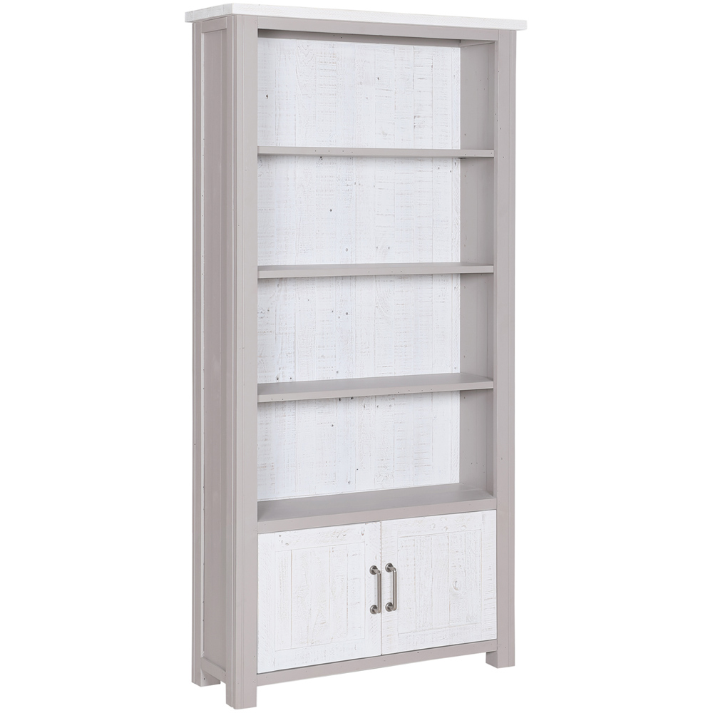 Baumhaus Greystone 2 Door 4 Shelf White Open Bookcase Image 2