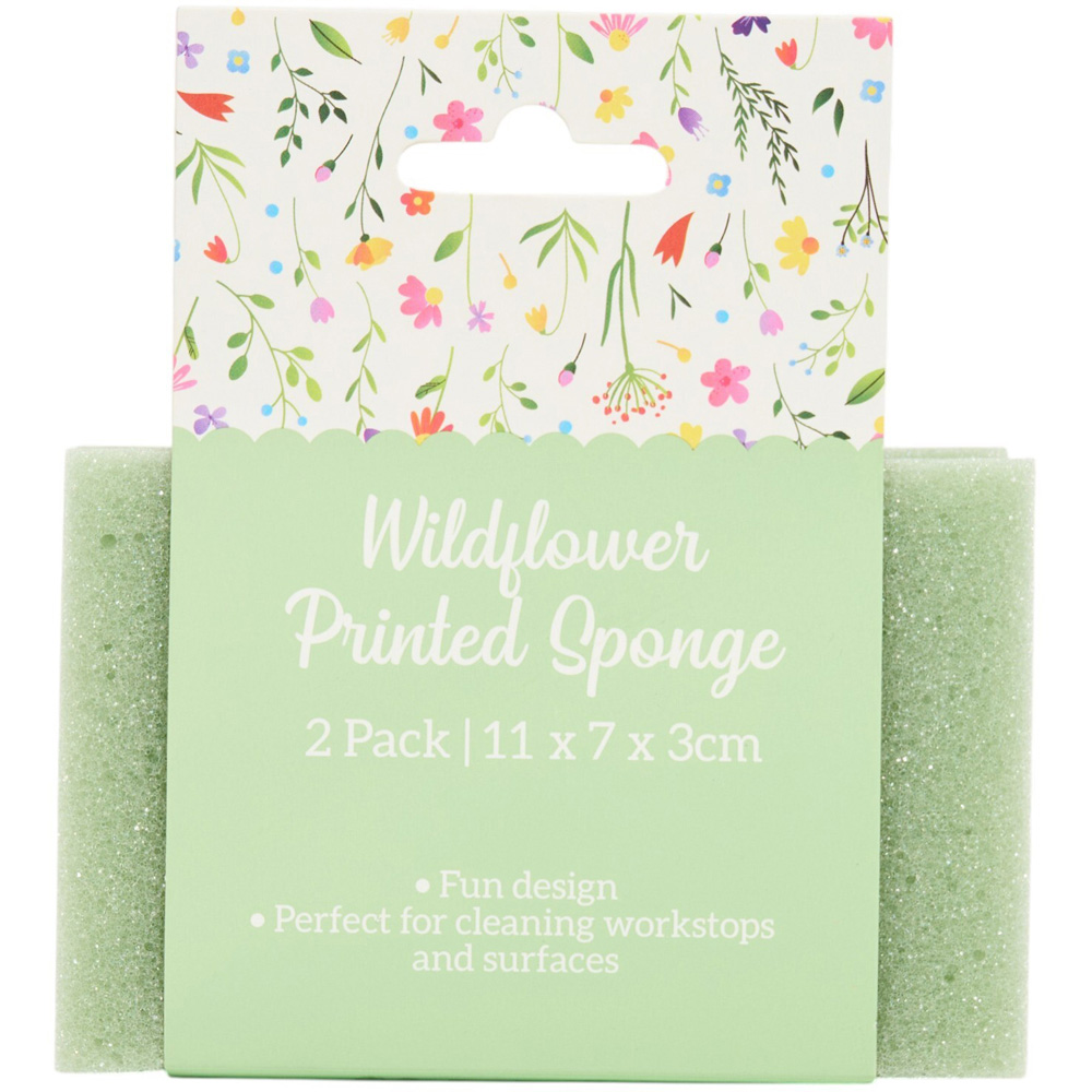 Pack of 2 Wildflower Printed Sponges Green Image 2