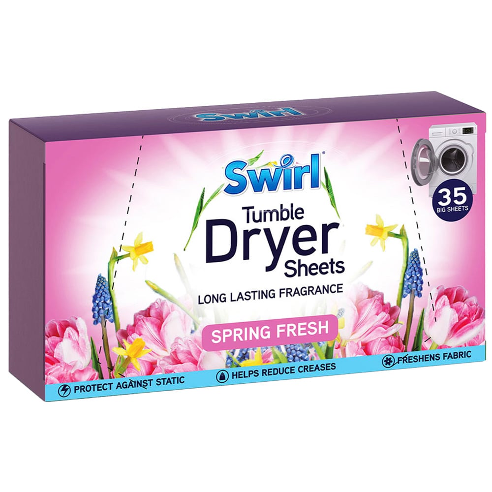 Swirl Tumble Dryer Sheets with Spring Fresh Scent 35 Pack Image