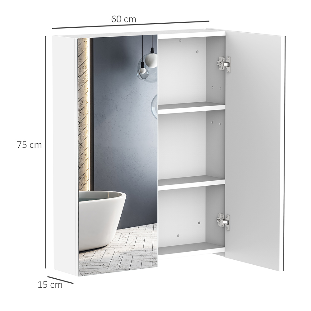 Portland White Wall Mounted Mirror Bathroom Cabinet Image 3