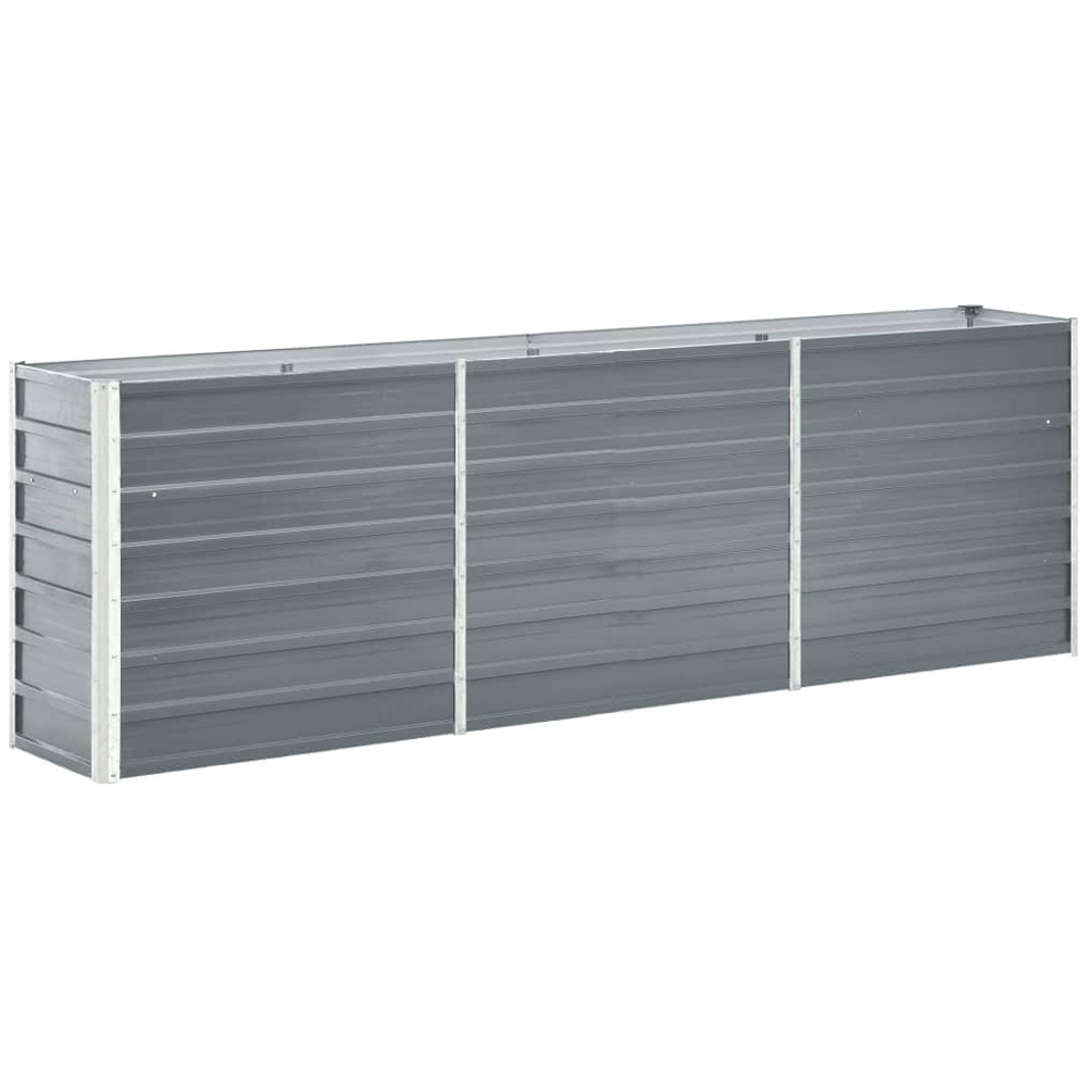 vidaXL Grey Galvanised Steel Raised Garden Bed 77 x 240 x 40cm Image 1