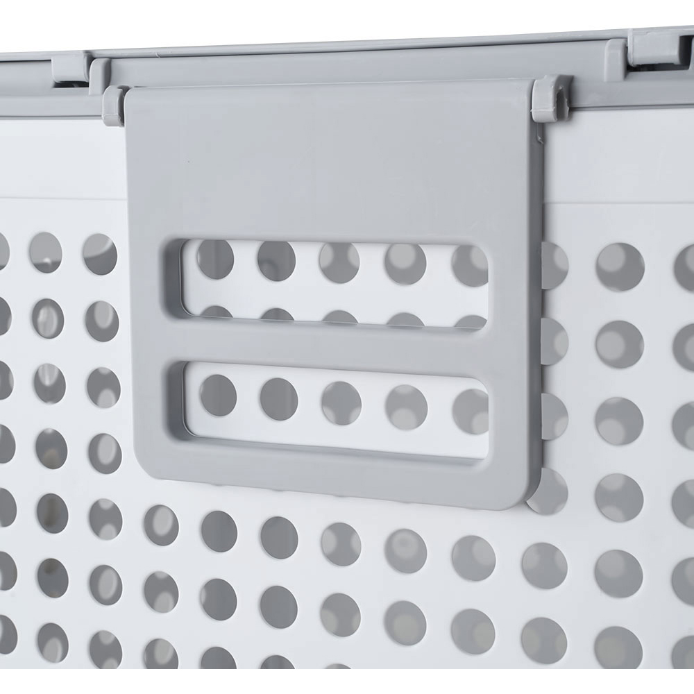 Living and Home White and Grey Laundry Basket with Wheels and Lid Image 6