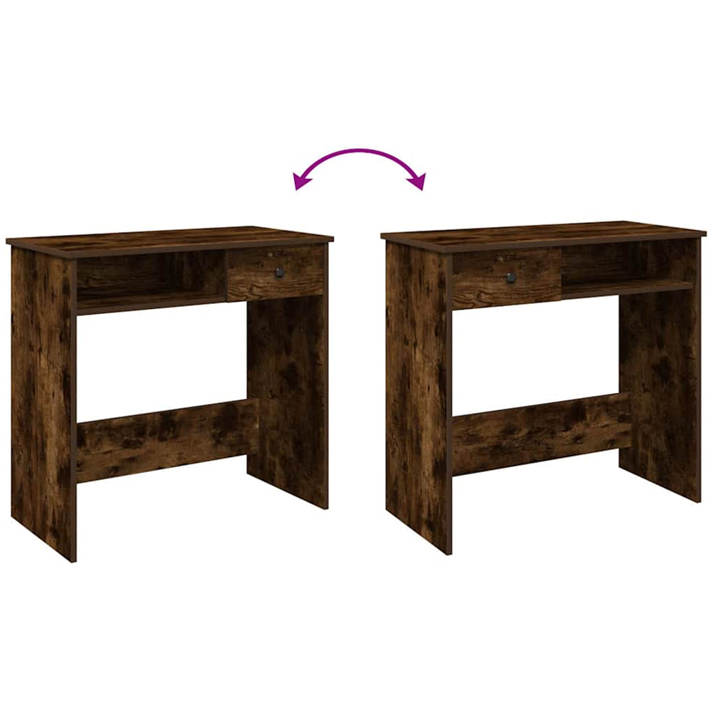 vidaXL Single Drawer Computer Desk Smoked Oak Image 7