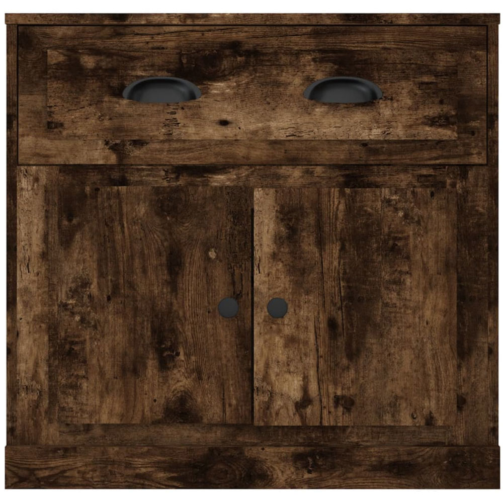 vidaXL 2 Door Single Drawer Smoked Oak Small Sideboard Image 6