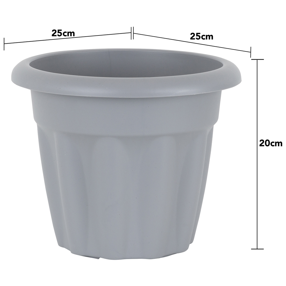 Wham Vista Upcycle Grey Recycled Plastic Round Planter 25cm 6 Pack Image 4