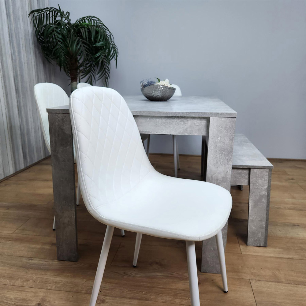 Portland 6 Seater Dining Set Stone Grey Effect and White Image 5