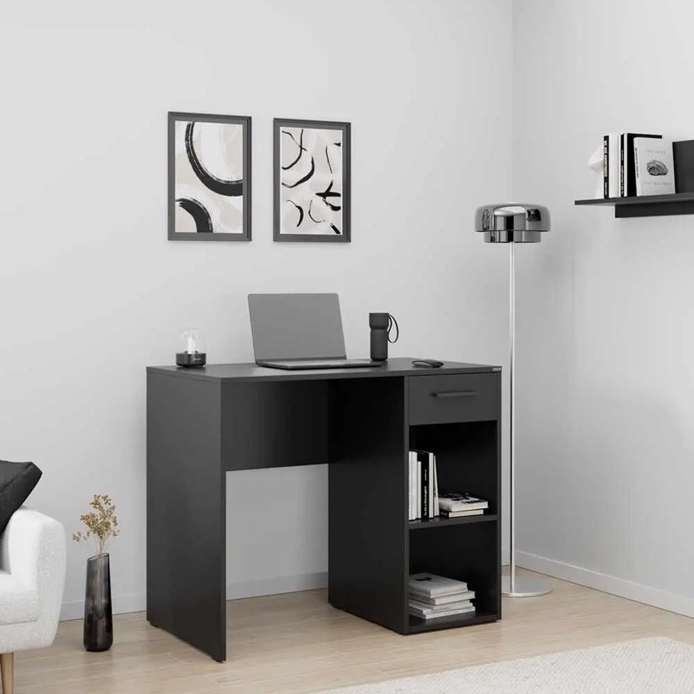FWStyle Single Drawer 2 Shelf Anthracite Grey Desk Image 5