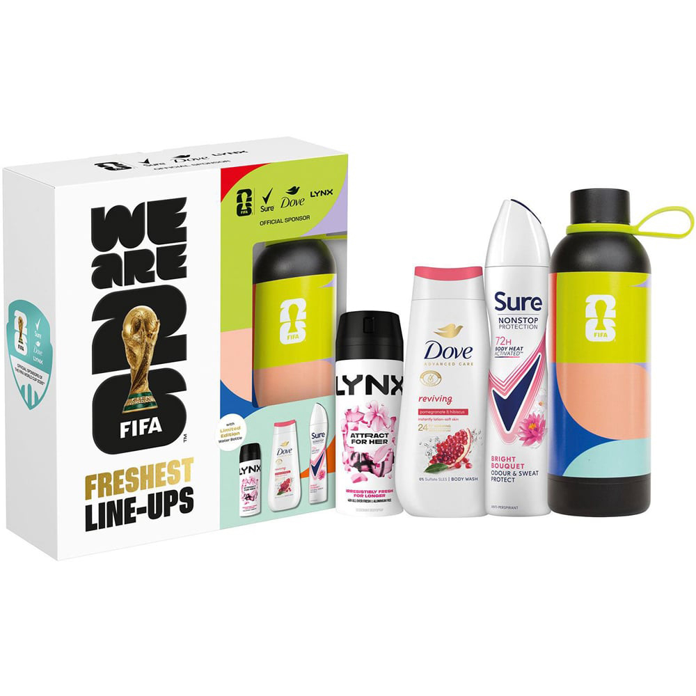 Sure FIFA Freshest Line-Ups Bodywash and Bodyspray with Water Bottle Gift Set for Her 4 Pack Image 2