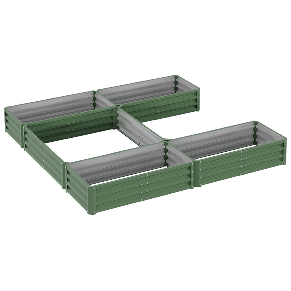 Living and Home Green U Shap Zinc Steel 5 Compartment Raised Garden Bed 243 x 241cm Image 3