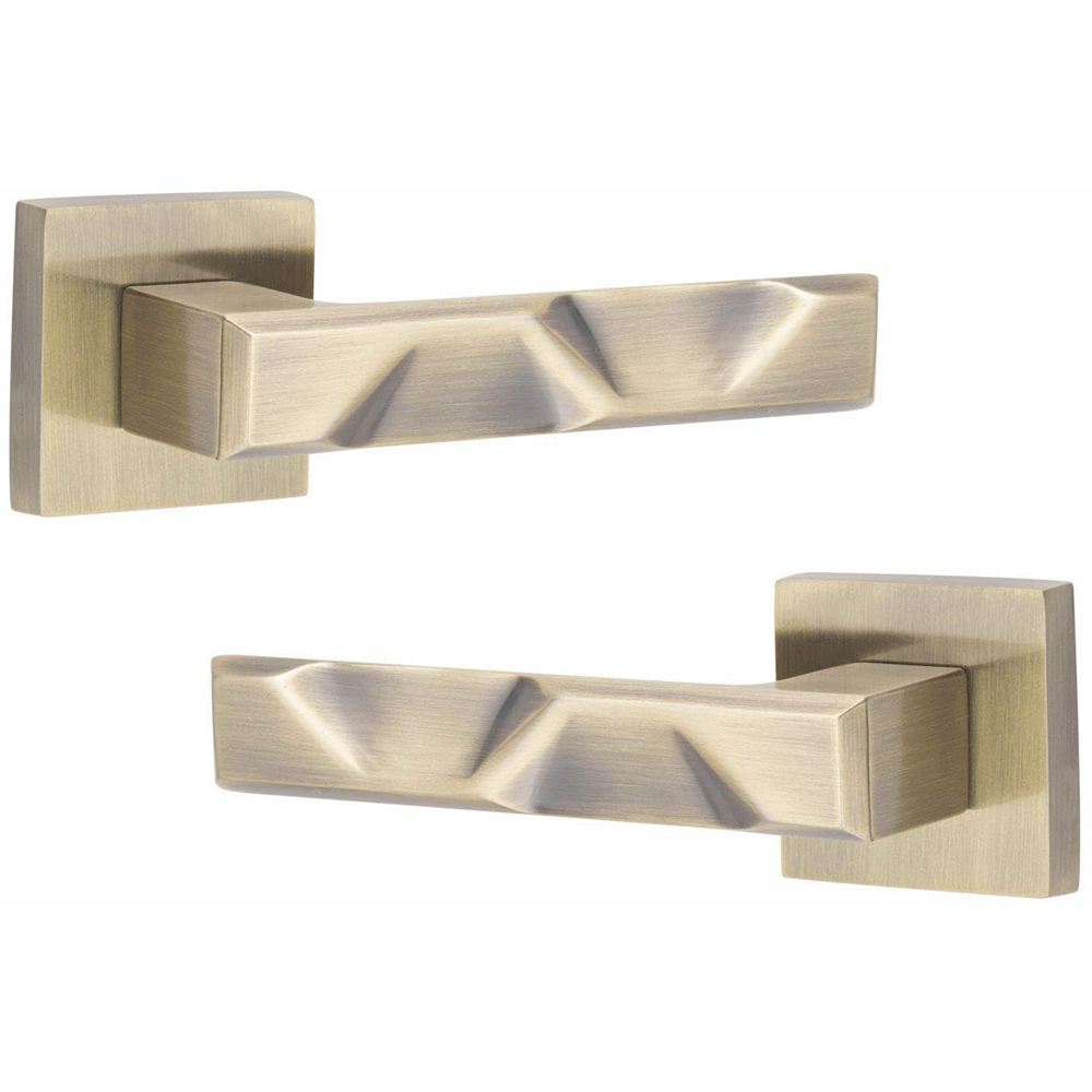 Golden Grace Antique Brass Finish Nova Door Handle Set Image 2