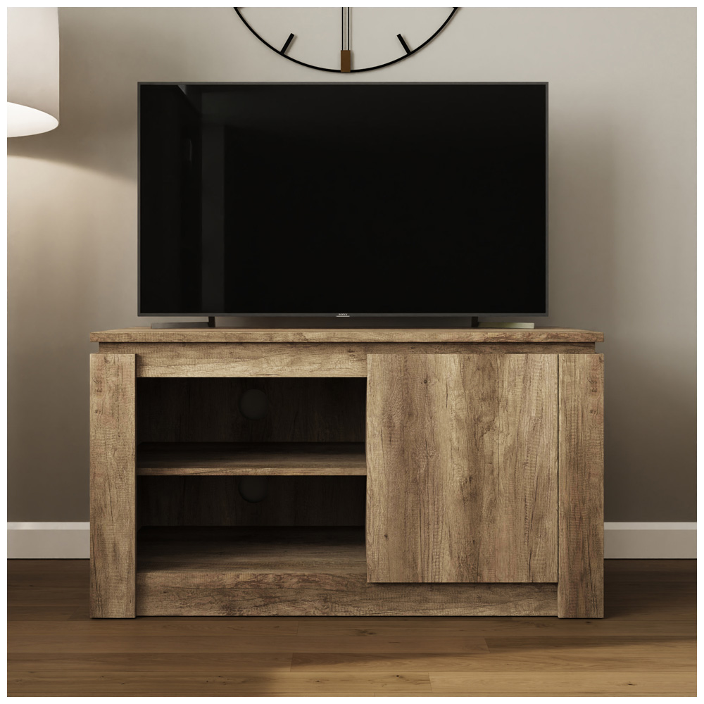GFW Canyon Single Door 2 Shelf Grey Oak Compact TV Unit Image 8