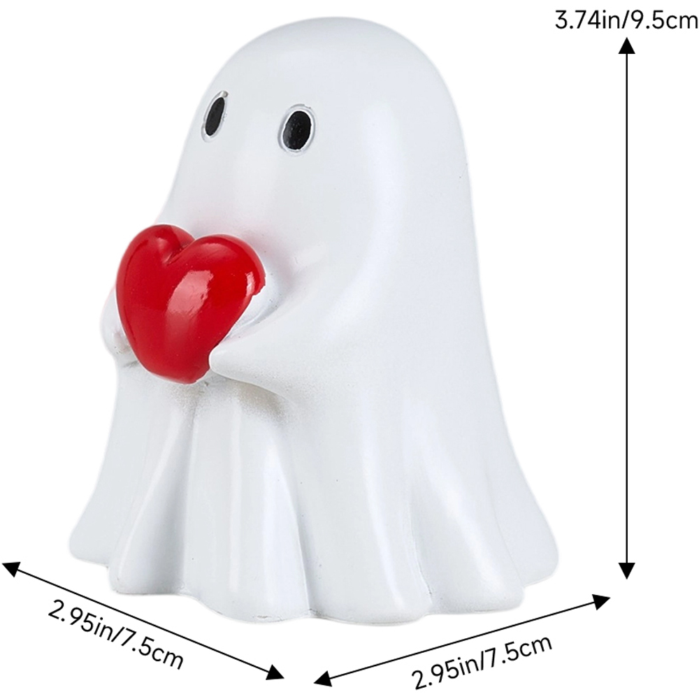 Living and Home White Eerie Ghost Holding Heart Halloween Figurine Ornament Image 6