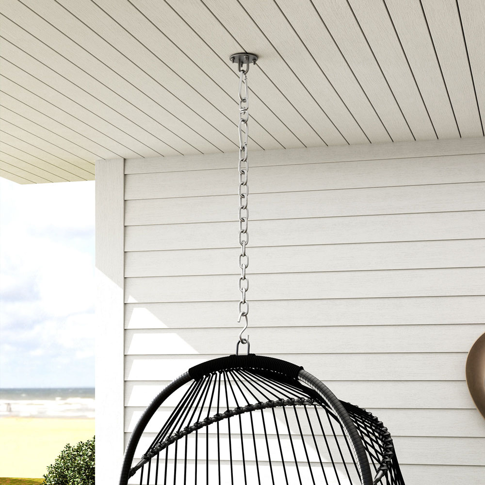 Outsunny Grey Rattan Indoor Outdoor Egg Chair with Installation Kit Image 3