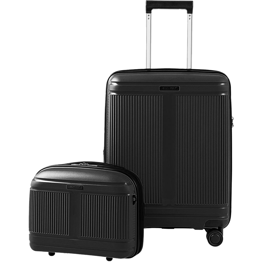 Costway Set of 2 Black Cosmetic Case Luggage Set Image 1