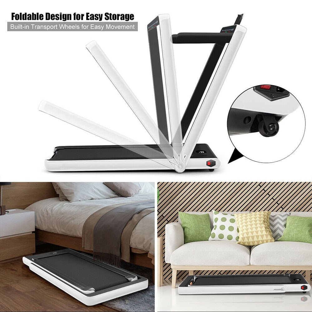 Costway 2 in 1 White Electric Folding Under Desk Treadmill with Bluetooth Image 5