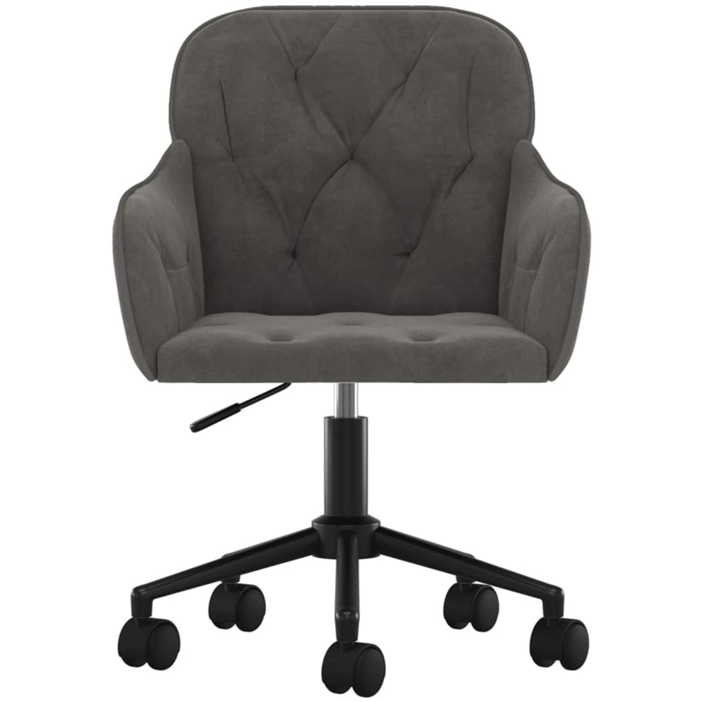 vidaXL Set of 2 Dark Grey Velvet Height-Adjustable Swivel Dining Chair with Wheels Image 4