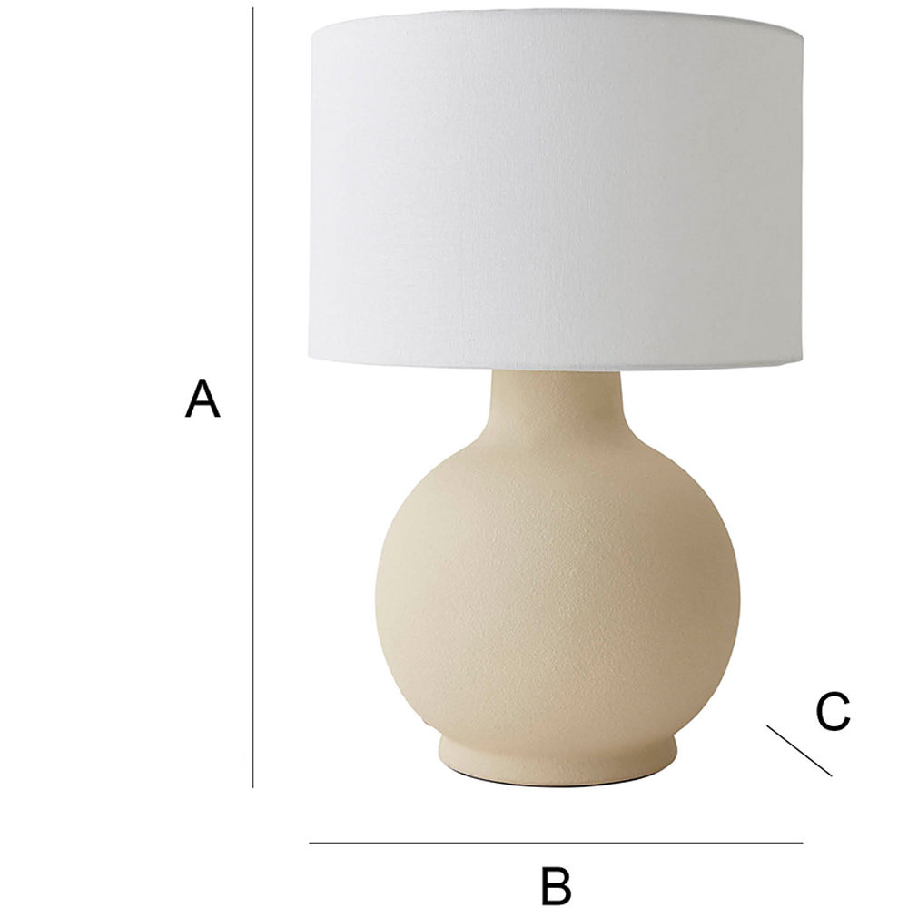 ValueLights Blair Natural Linen Shade Beige Stone Hand Finished Ceramic LED Table Lamp Image 7