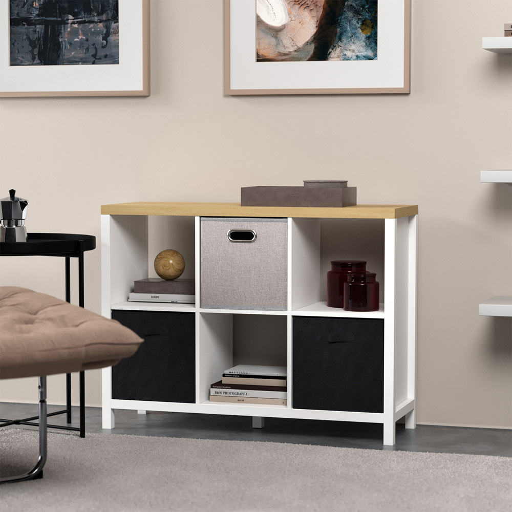 Clever Cube 6 Shelf White and Light Oak Effect Storage Unit Image 7