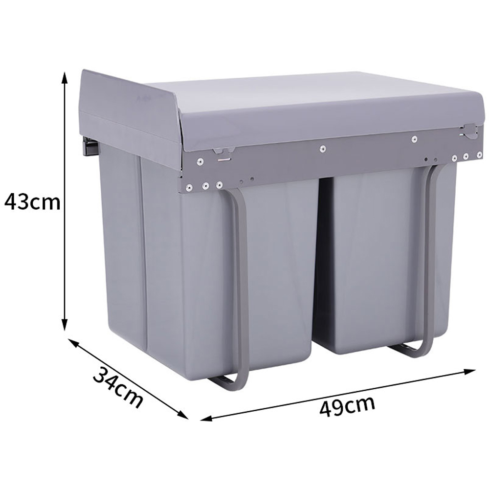 Living and Home Grey Cabinet Pull Out Double Waste Bin 40L Image 8