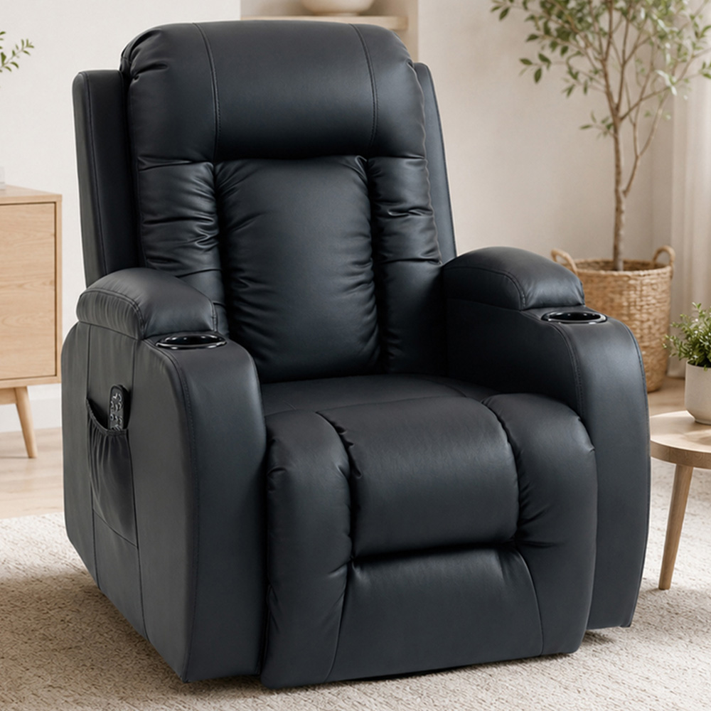 HOMCOM Black Massage and Heat Recliner Chair with 8-Point Vibration Image 1