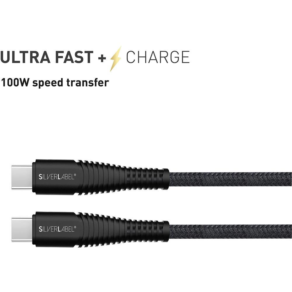 SilverLabel 100W Black Braided Cable 1m Image 4