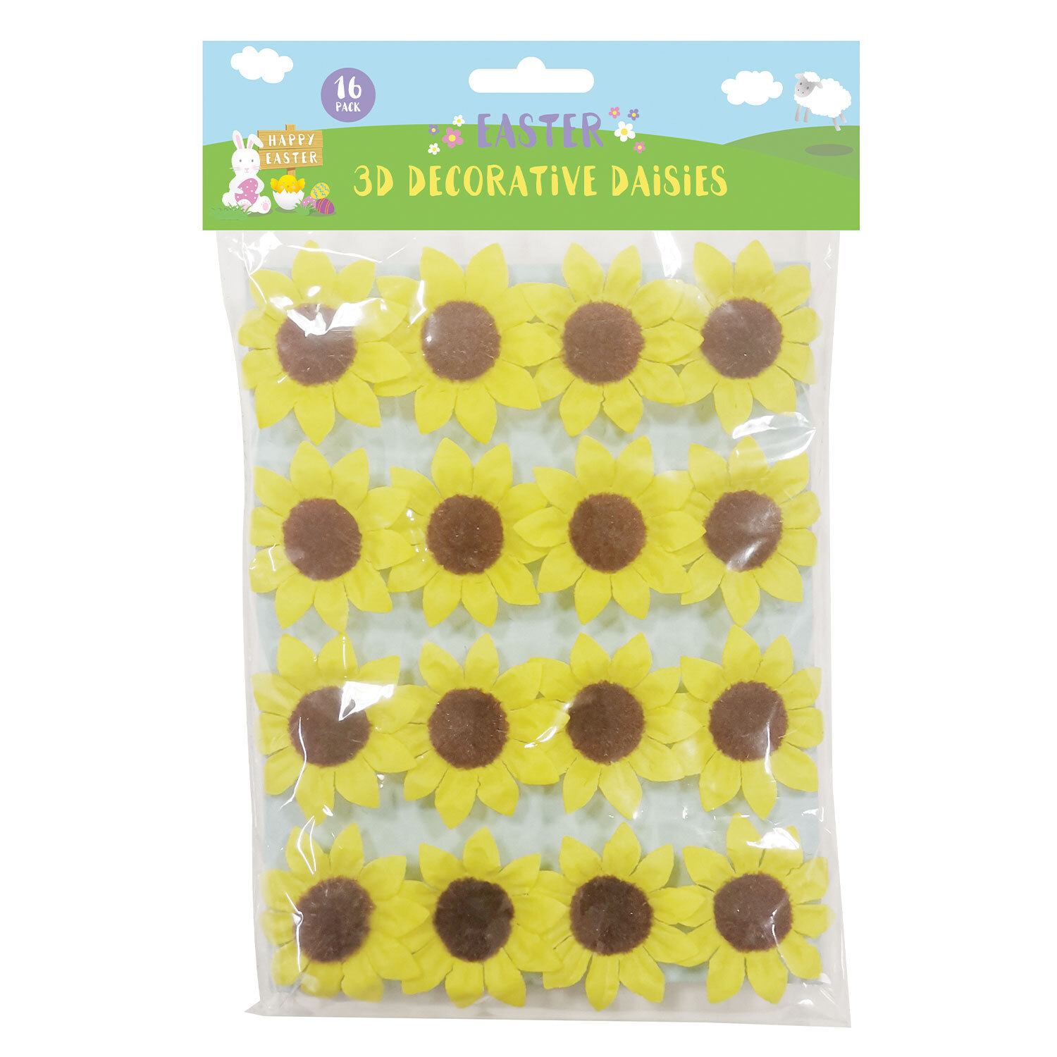 Pack of 16 Easter 3D Decorative Daisies - Yellow Image