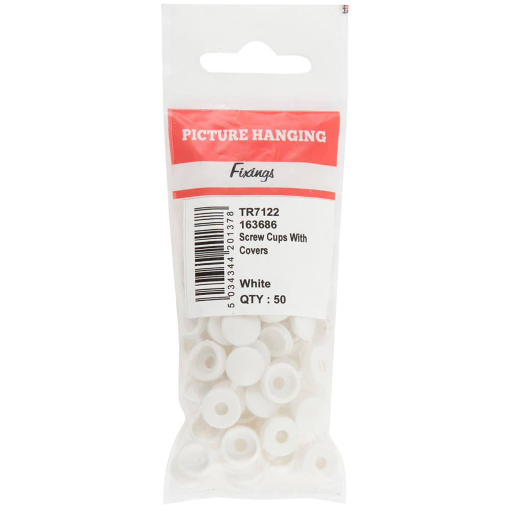 Hiatt White Screw Cups with Covers 50 Pack Image 1