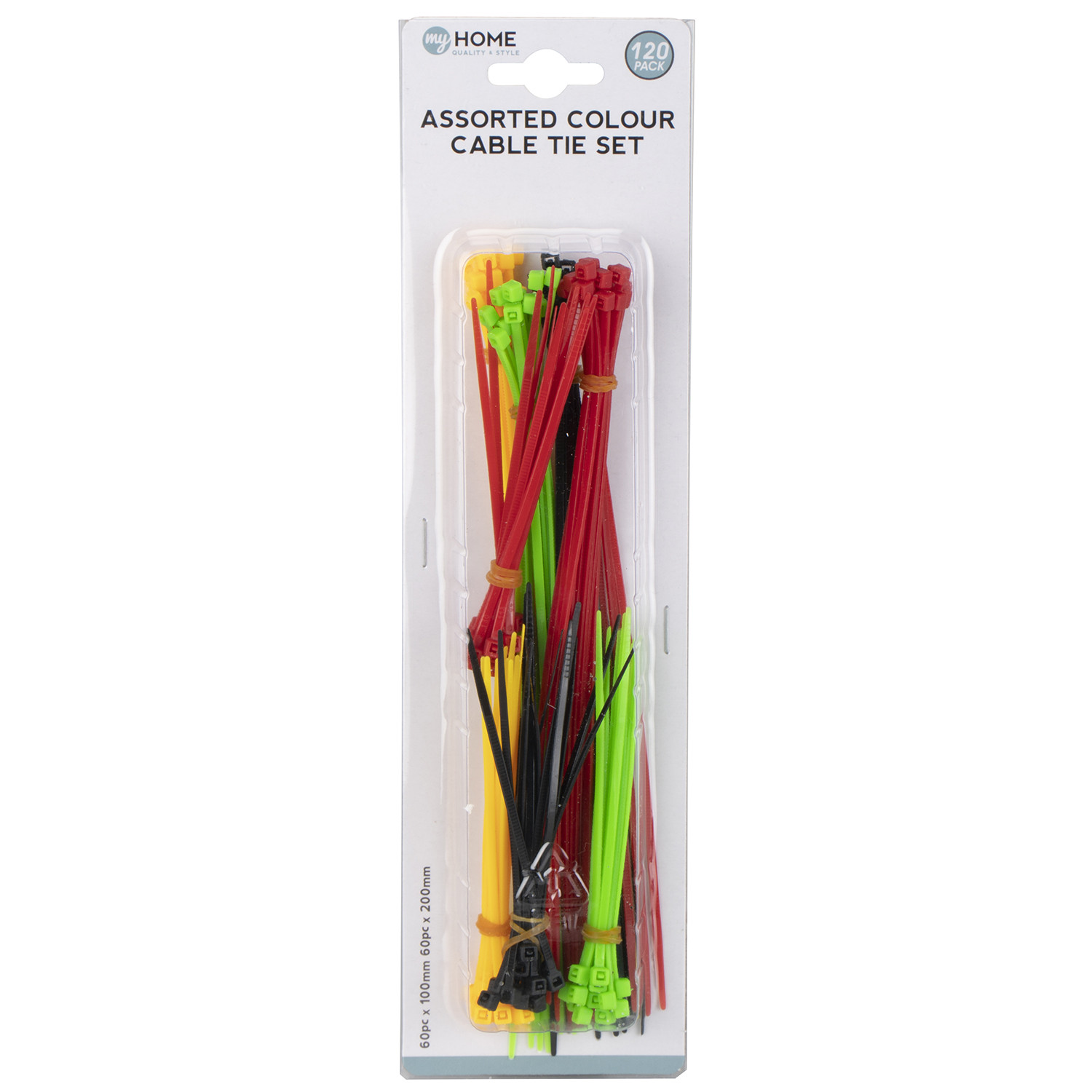 My Home Mixed Colours Cable Tie 120 Pack Image