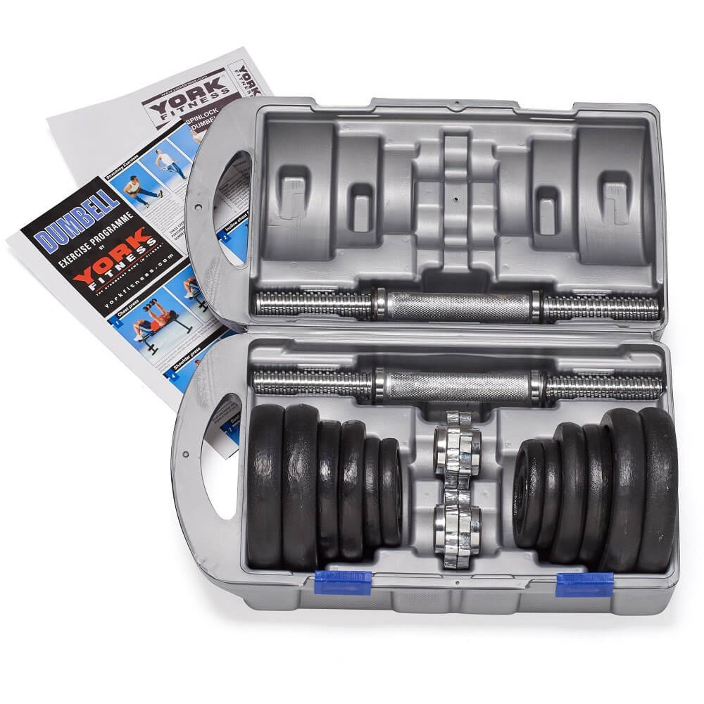 York Cast Iron Dumbbell Set with Case 20kg Image 3