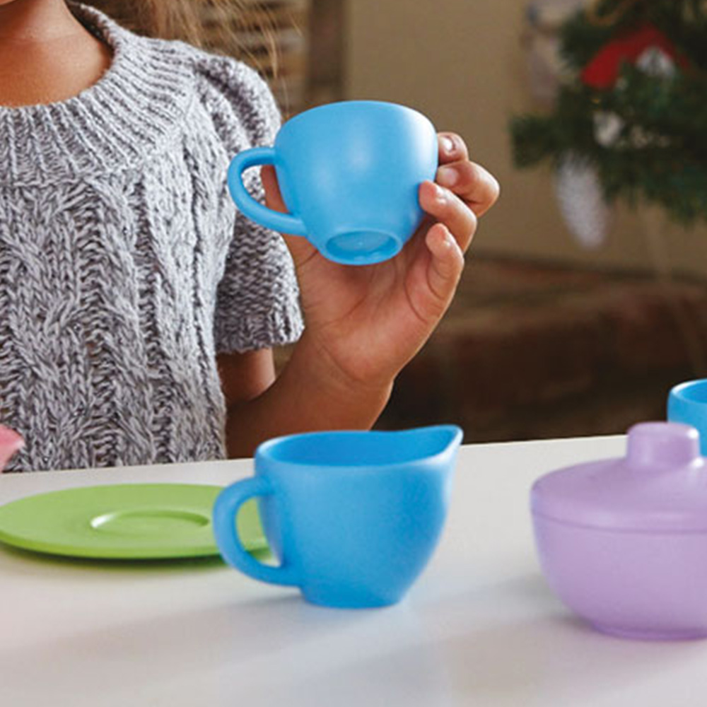 BigJigs Toys Green Toys Tea Set with Pink Teapot Image 5