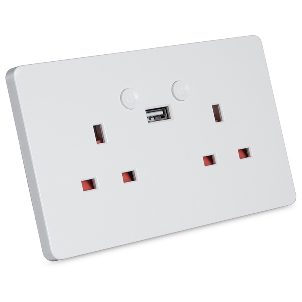 Ener-J White Smart Double Socket with USB Port Image 1