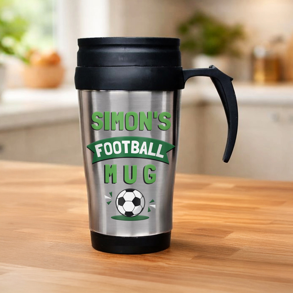 Personalised Memento Company Personalised Football Thermal Mug 400ml Image 2