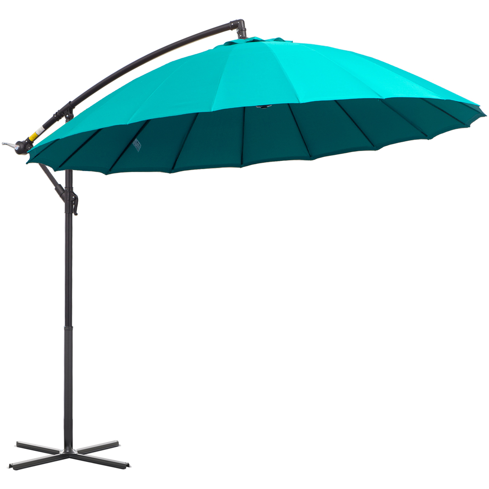 Outsunny Turquoise Crank Handle Cantilever Shanghai Parasol with Cross Base 3m Image 1