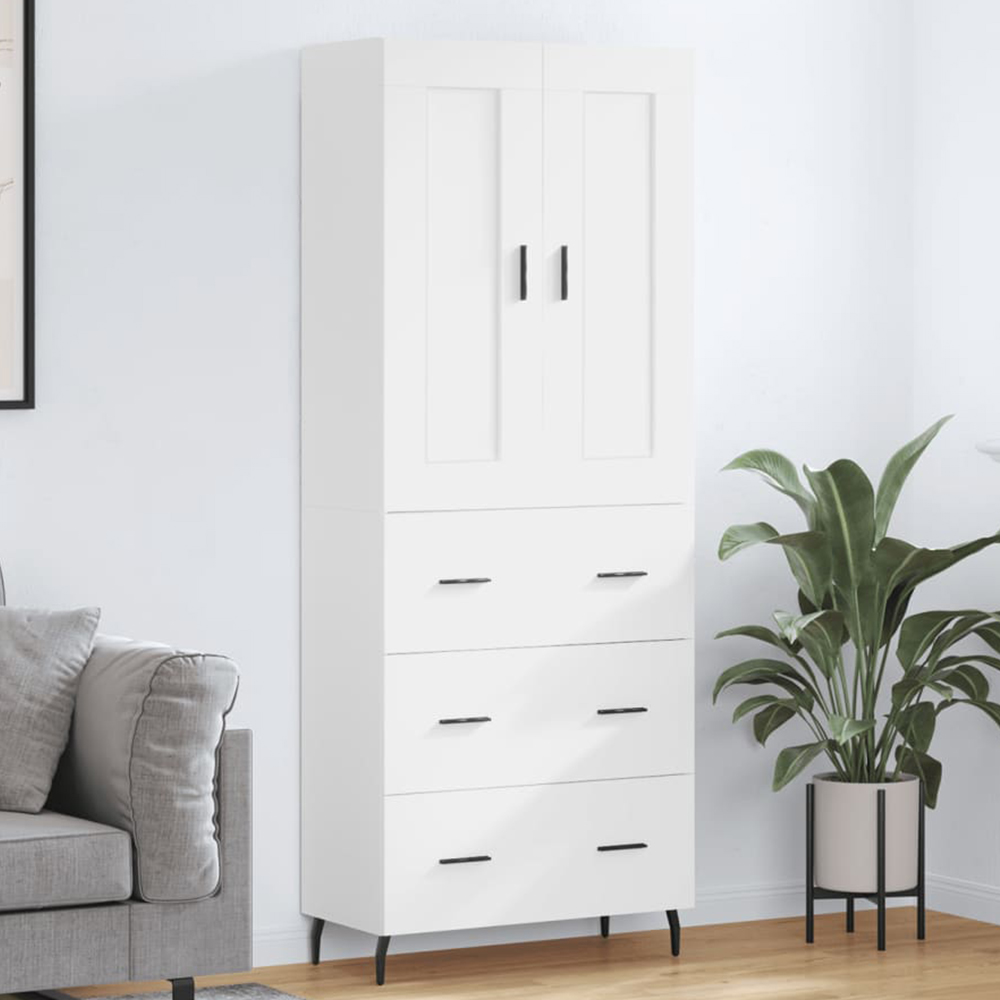 vidaXL 2 Door 3 Drawer White Highboard Image 1